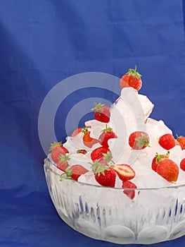 Ice bowl and strawberries