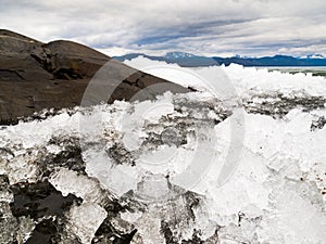 Ice-Break at Lake Laberge, Yukon Territory, Canada