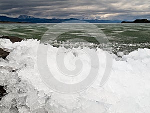 Ice-Break at Lake Laberge, Yukon Territory, Canada