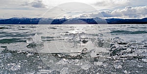 Ice-Break at Lake Laberge, Yukon Territory, Canada