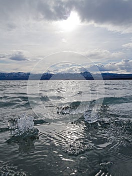 Ice-Break at Lake Laberge, Yukon Territory, Canada