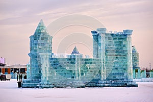 The ice brick castle in the park