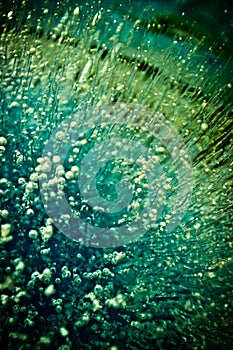 Ice bubbles macro on green