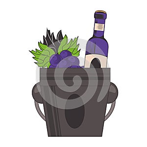 Ice bucket with wine bottle and grapes design