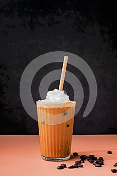 ice caffeine beverage or cold drink for summer and a sweet treat.