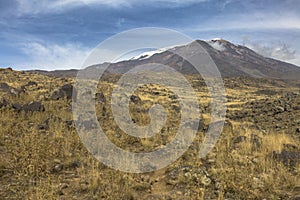 The ice cap on the summit of the snow-capped and dormant compound volcano Mount Ararat Agri Dagi, Eastern Anatolia Region,