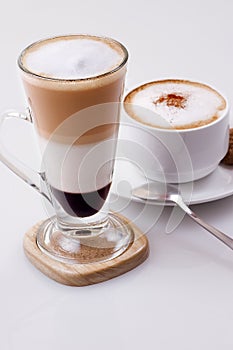 Ice cappucino and hot mocca latte