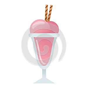 Ice cartoon colorful cream dessert vector illustration strawberry food sweet cold isolated icon snack cone tasty fruit