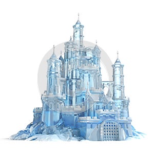Ice castle isolated on white background