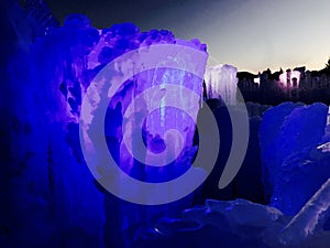Ice castles at night