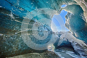 Ice cave entrance in Iceland photo