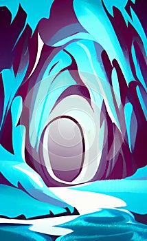 Ice cave entrance - simplified cartoonish style