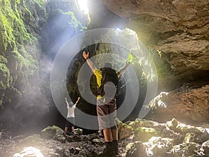 Ice cave in the forest park Golubinjak, Sleme - Gorski kotar, Croatia / Ledena spilja u park ÃÂ¡umi Golubinjak, Sleme photo