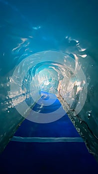 Ice cave in the glacier Mer de Glace (\