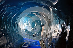 Ice cave in the glacier Mer de Glace (\