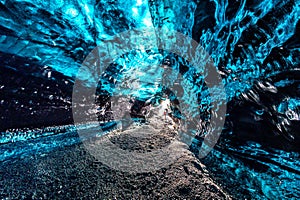 Ice cave inside glacier in Iceland