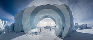 Ice cave at Lake Baikal in winter, Siberia, Russia