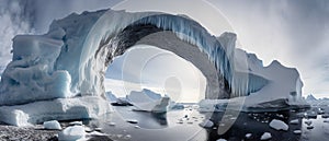 Ice cave in the winter. 3D illustration. Elements of this image furnished by NASA