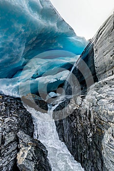 Ice Cave at Worthington Glacier in Alaska United States of Ameri