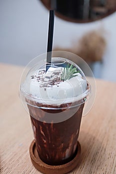Ice chocolate or cocoa in take away cup