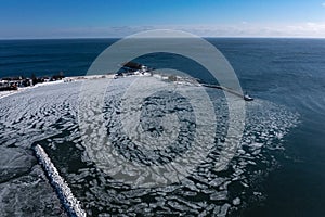 Ice Chunks Float in Inner Harbor of Two Harbors Minnesota USA