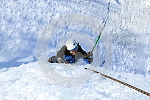 Ice climbing.