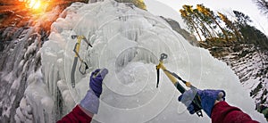 Ice climbing in Manyava