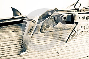 Ice climbing technical gear old style