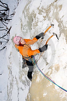 Ice climbing woman