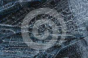 Ice close up, raindrops