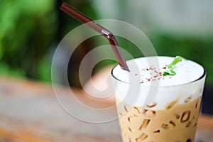 Ice coffee in cafe