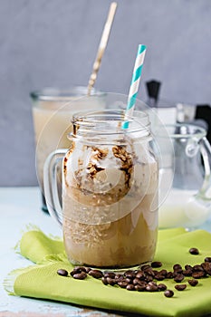 Ice coffee with cream