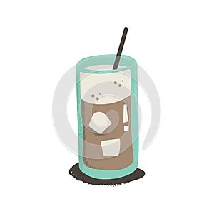 Ice coffee drink. Vector illustration decorative design
