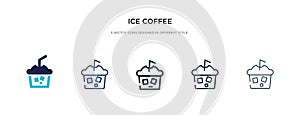 Ice coffee icon in different style vector illustration. two colored and black ice coffee vector icons designed in filled, outline