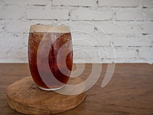 ice coffee made by cold brew method with nitrogen