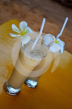 Ice coffee served at the beach bar, SrÃÂ­ Lanka photo