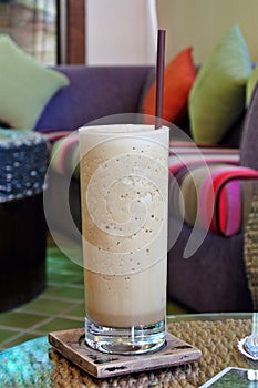 Ice coffee on table