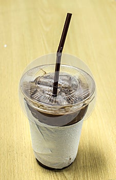Ice coffee on a table