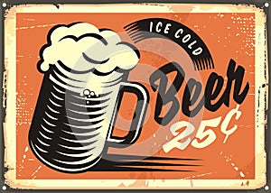 Ice Cold Beer retro pub sign