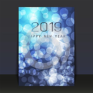 Ice Cold Blue Pattered Shimmering New Year Card, Flyer or Cover Design - 2019