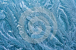 The ice-cold frost forms ice crystals in beautiful unique patterns