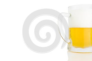 Ice Cold Mug Of Light Beer Isolated On White
