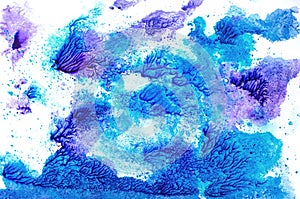Ice cold snow blue violet frosty winter Christmas watercolor paint background texture