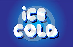 ice cold text 3d blue white concept vector design logo icon