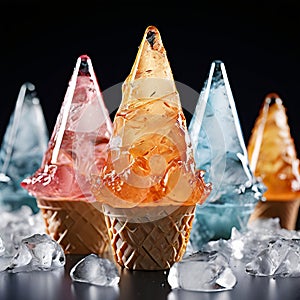 ice cones cone shaped pieces of ice   photo