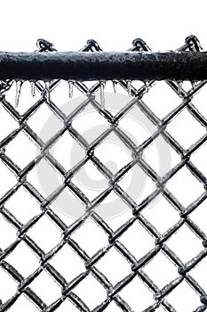 Ice covered Chain link fence