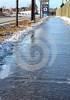 Ice covered foothpath