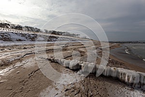 Ice covered groynes