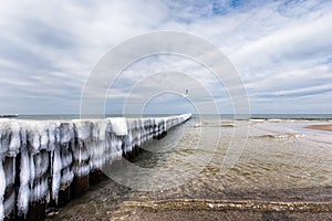 Ice covered groynes