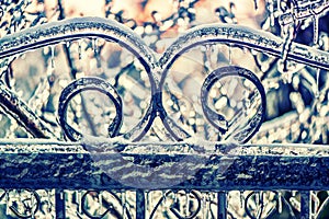 Ice Covered Wrought Iron Gate - Retro